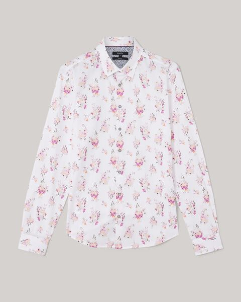 Floral Print Long Sleeve Shirt, Aubergine, hi-res